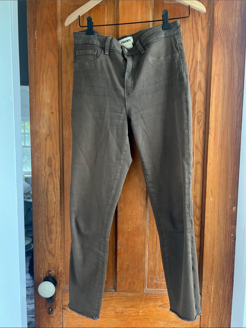 Lagence wonderful pair of stretchy raw hem brown light jeans one mark